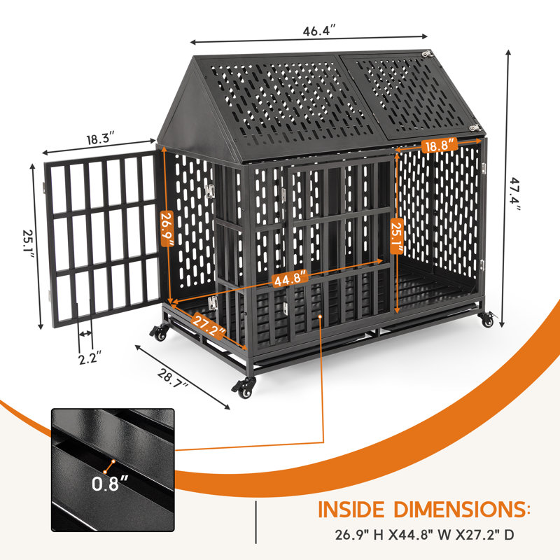 Tucker Murphy Pet™ 46 Inch Heavy Duty Dog Crate For High Anxiety Dogs